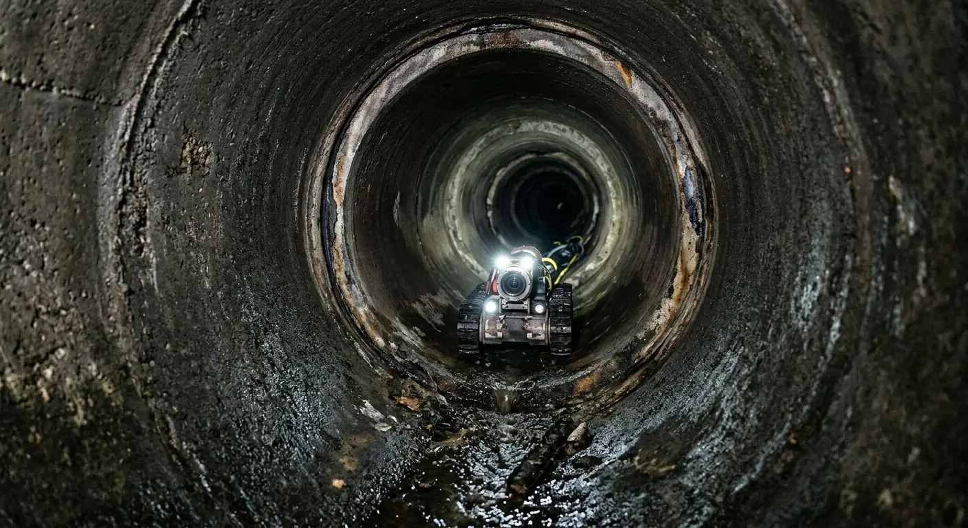 Robotic sewer camera inspecting pipe interior for Sewer Line Repair in Obetz